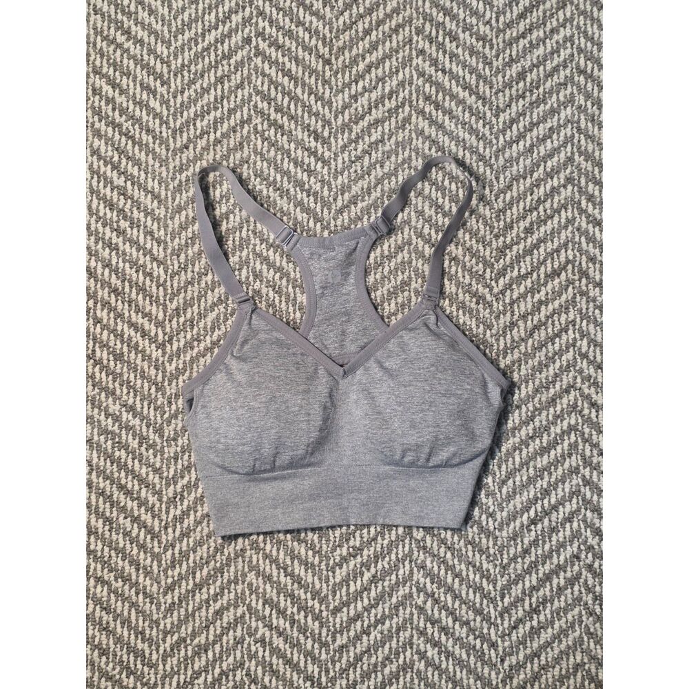 90 Degree by Reflex Women's Size Small Heather Grey Seamless Sports Bra